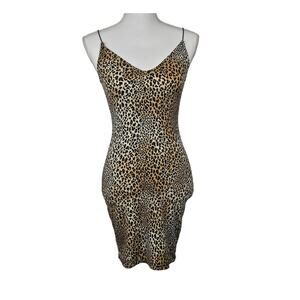 H&M DIVIDED LEOPARD PRINT DRESS – SIZE 2 – CAMISOLE STYLE – STRETCH FABRIC